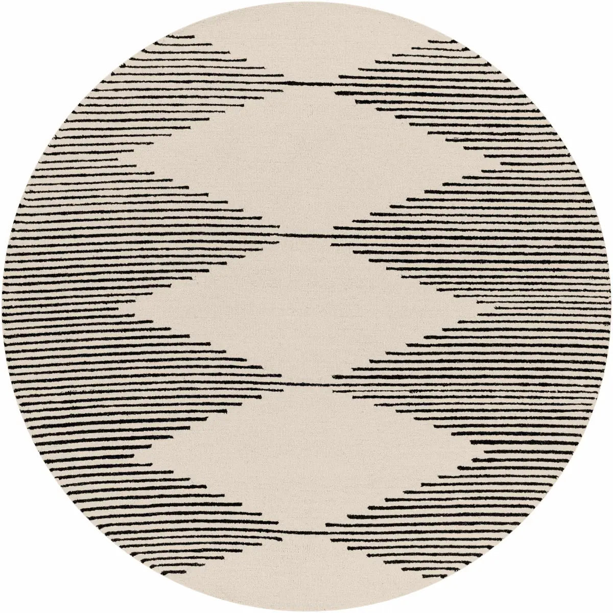 Black Modern Hand Tufted Wool Rug - 6’ x 6’ Round - Boutique Rugs