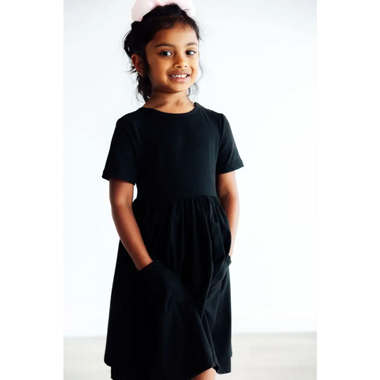 Black S/S Pocket Twirl Dress - Mila & Rose ®