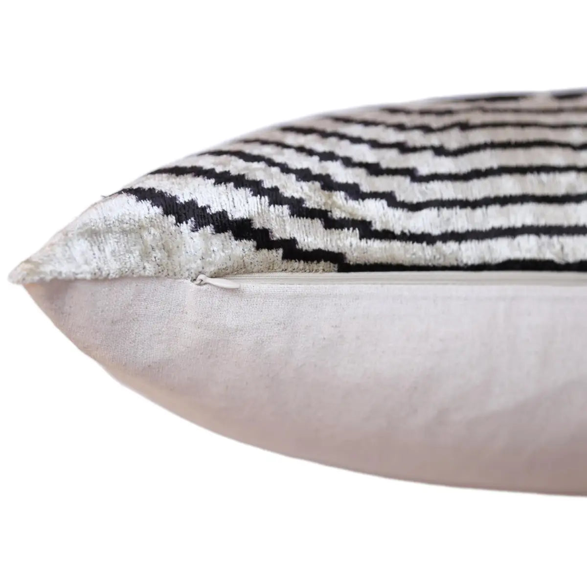 Black Silver Geometric Silk Velvet Lumbar Pillow – 16x24 Handmade Modern Cushion - Canvello