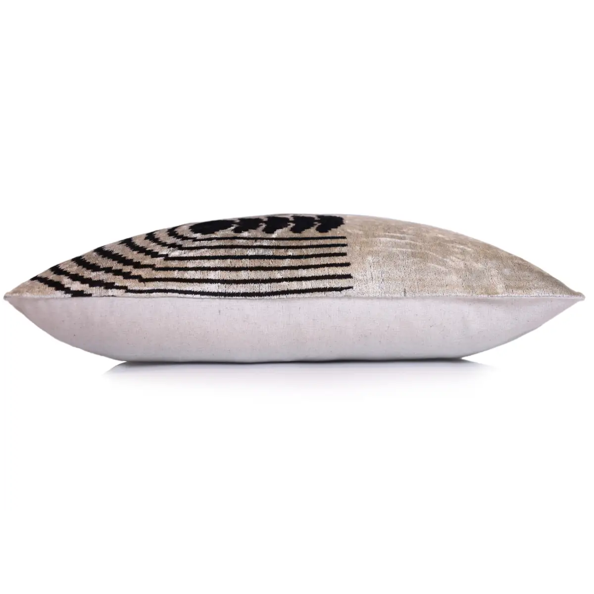 Black Silver Geometric Silk Velvet Lumbar Pillow – 16x24 Handmade Modern Cushion - Canvello