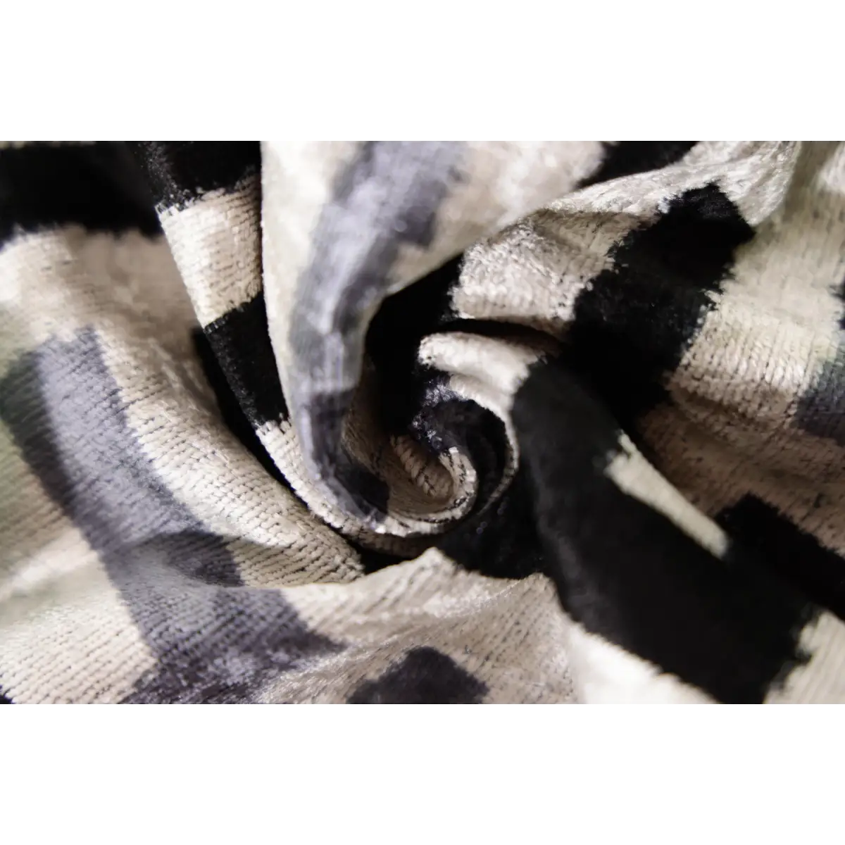 Black & Silver Maze Silk Velvet Pillow 16x16 Handmade Luxury Cushion - Canvello