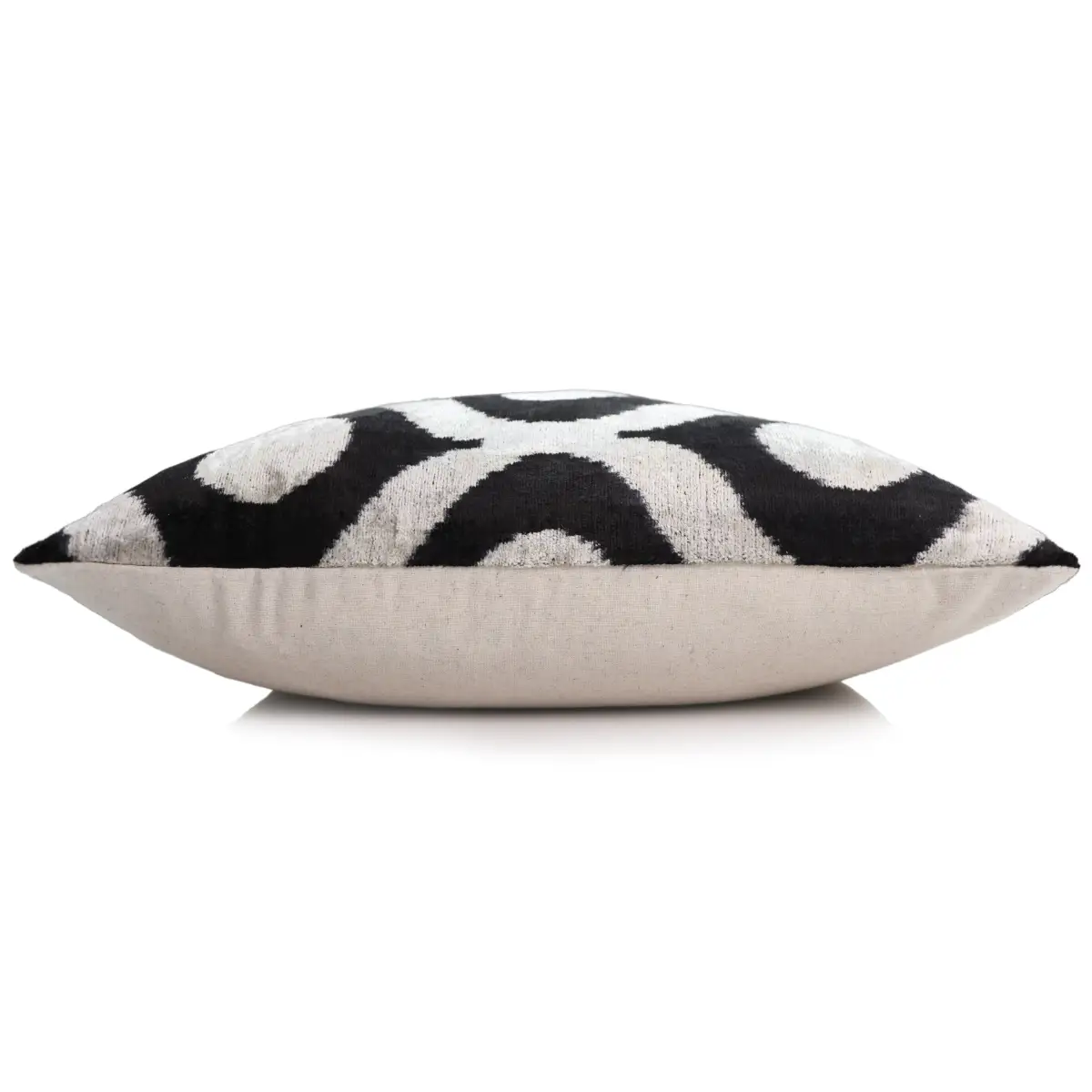 Black Silver Silk Velvet Pillow – 20x20 Handmade Modern Ikat Cushion - Canvello