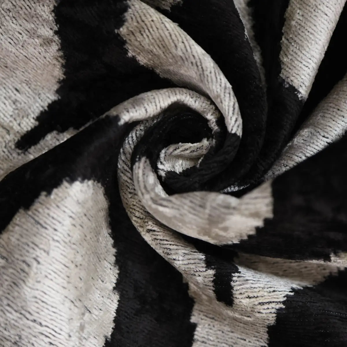 Black Silver Silk Velvet Pillow – 20x20 Handmade Modern Ikat Cushion - Canvello