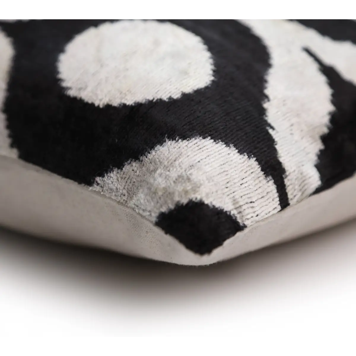 Black Silver Silk Velvet Pillow – 20x20 Handmade Modern Ikat Cushion - Canvello
