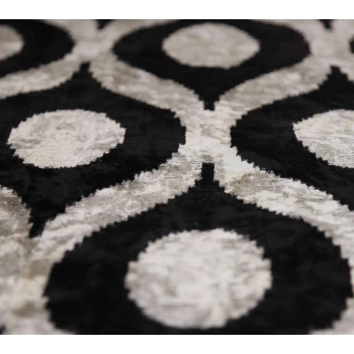 Black Silver Silk Velvet Pillow – 20x20 Handmade Modern Ikat Cushion - Canvello