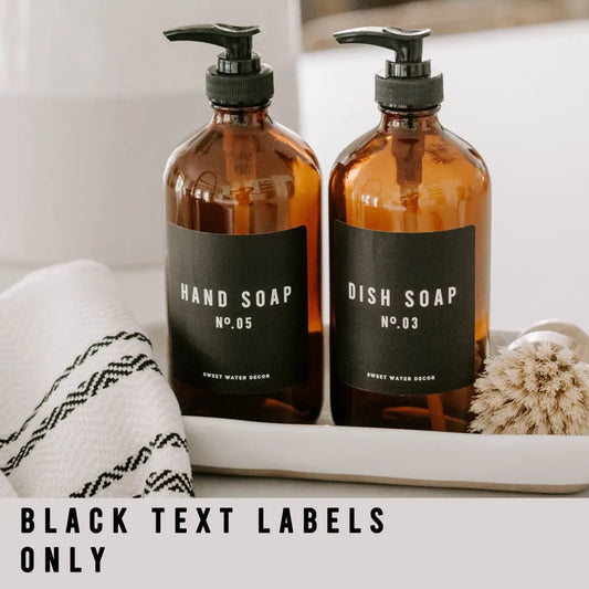 Black Text Labels for Plastic and Glass Dispensers - Sweet Water Decor