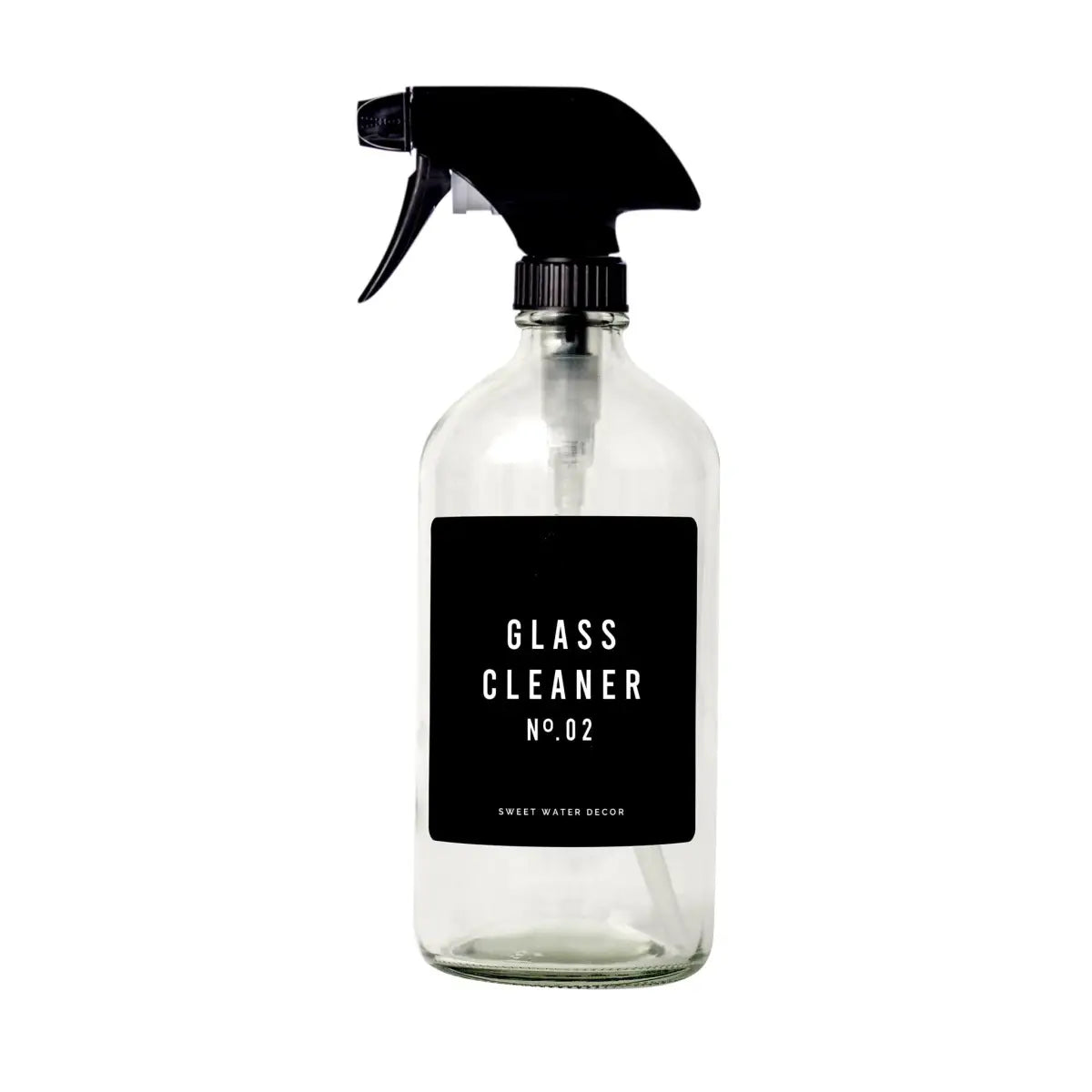 Black Text Labels for Plastic and Glass Dispensers - Glass Cleaner Label - Sweet Water Decor
