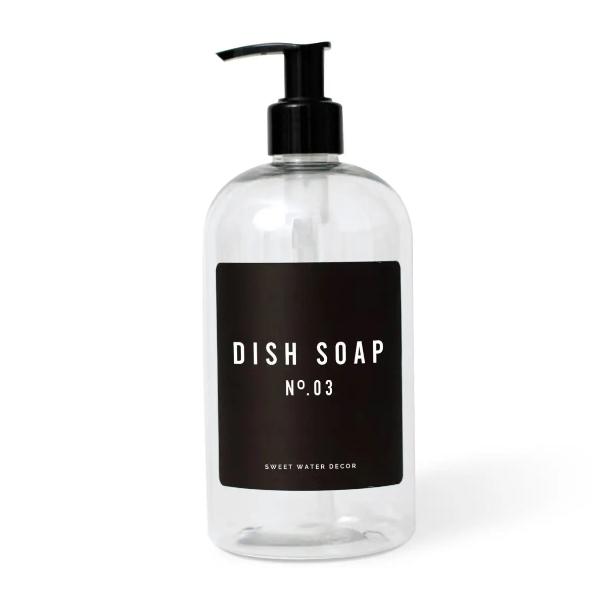 Black Text Labels for Plastic and Glass Dispensers - Dish Soap Label - Sweet Water Decor