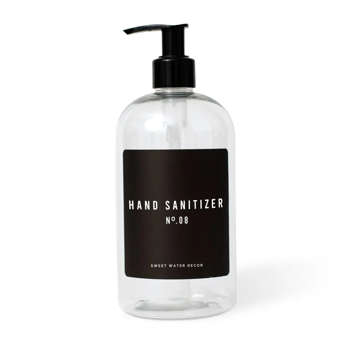 Black Text Labels for Plastic and Glass Dispensers - Hand Sanitizer Label - Sweet Water Decor
