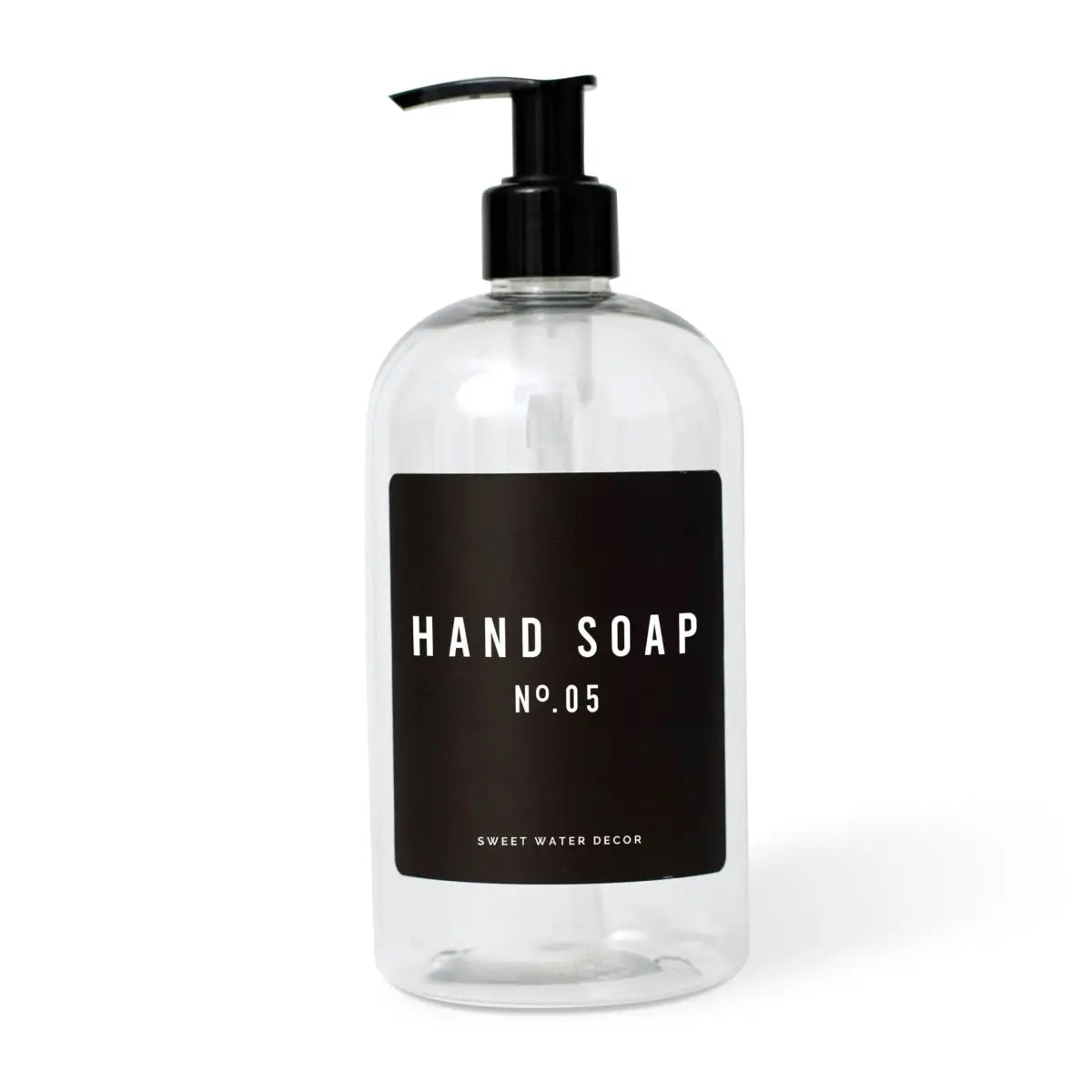 Black Text Labels for Plastic and Glass Dispensers - Hand Soap Label - Sweet Water Decor