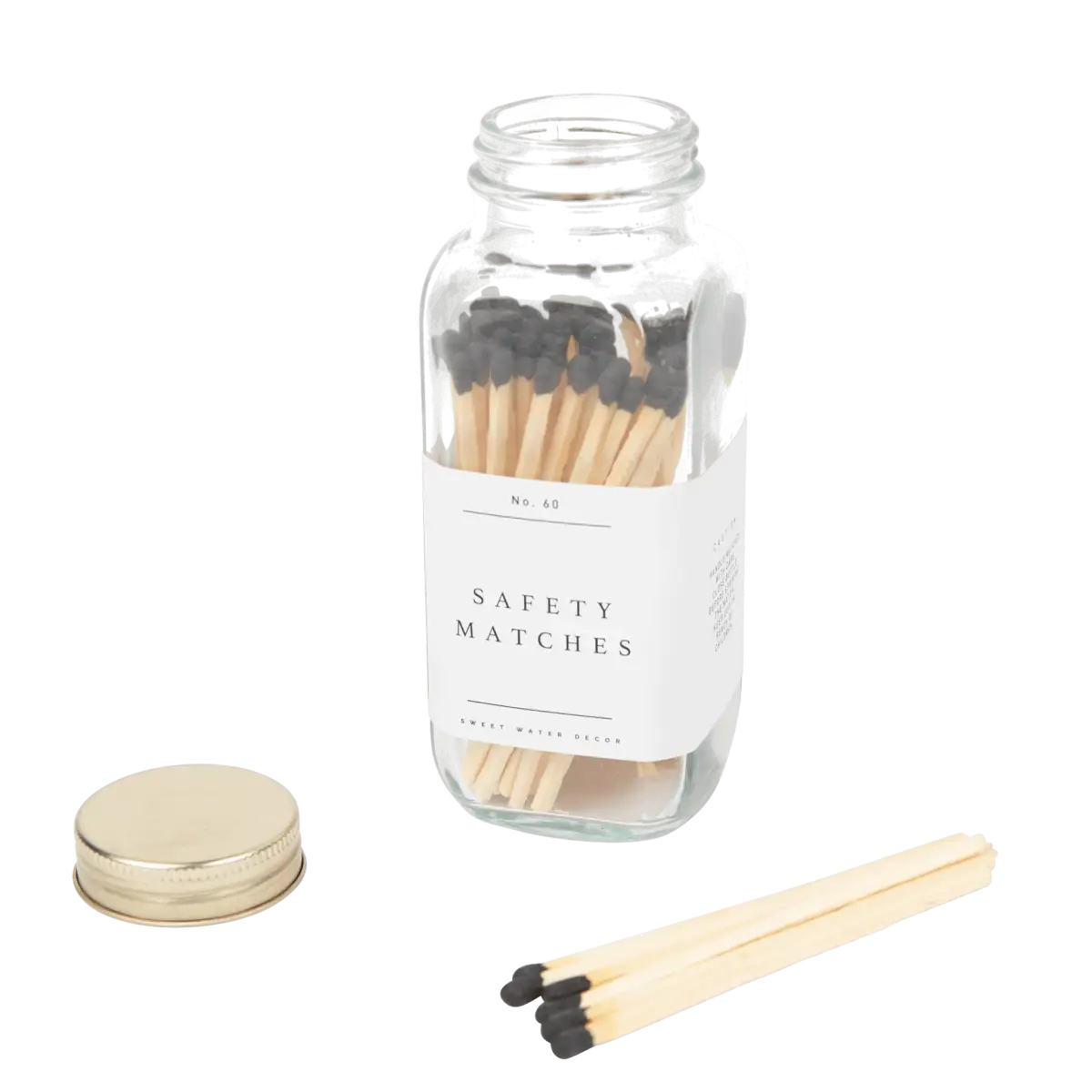 Black Tip Safety Matches - 60 Count 3.75’’ - Sweet Water Decor