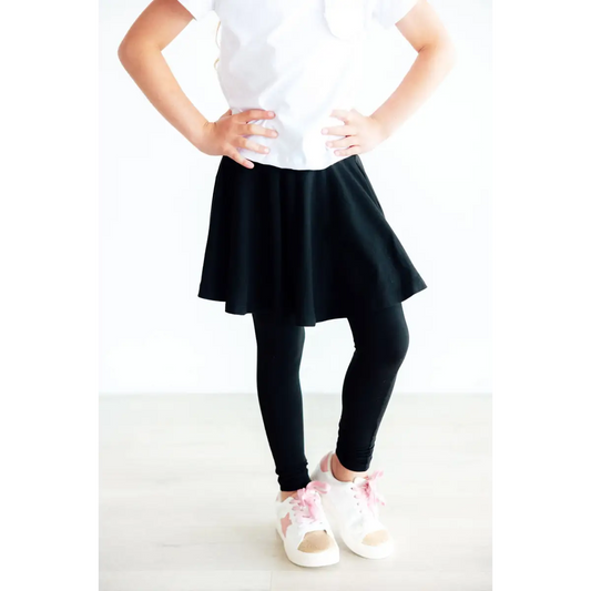 Black Twirl Skegging - Leggings with Skirt - 2T - Mila & Rose ®