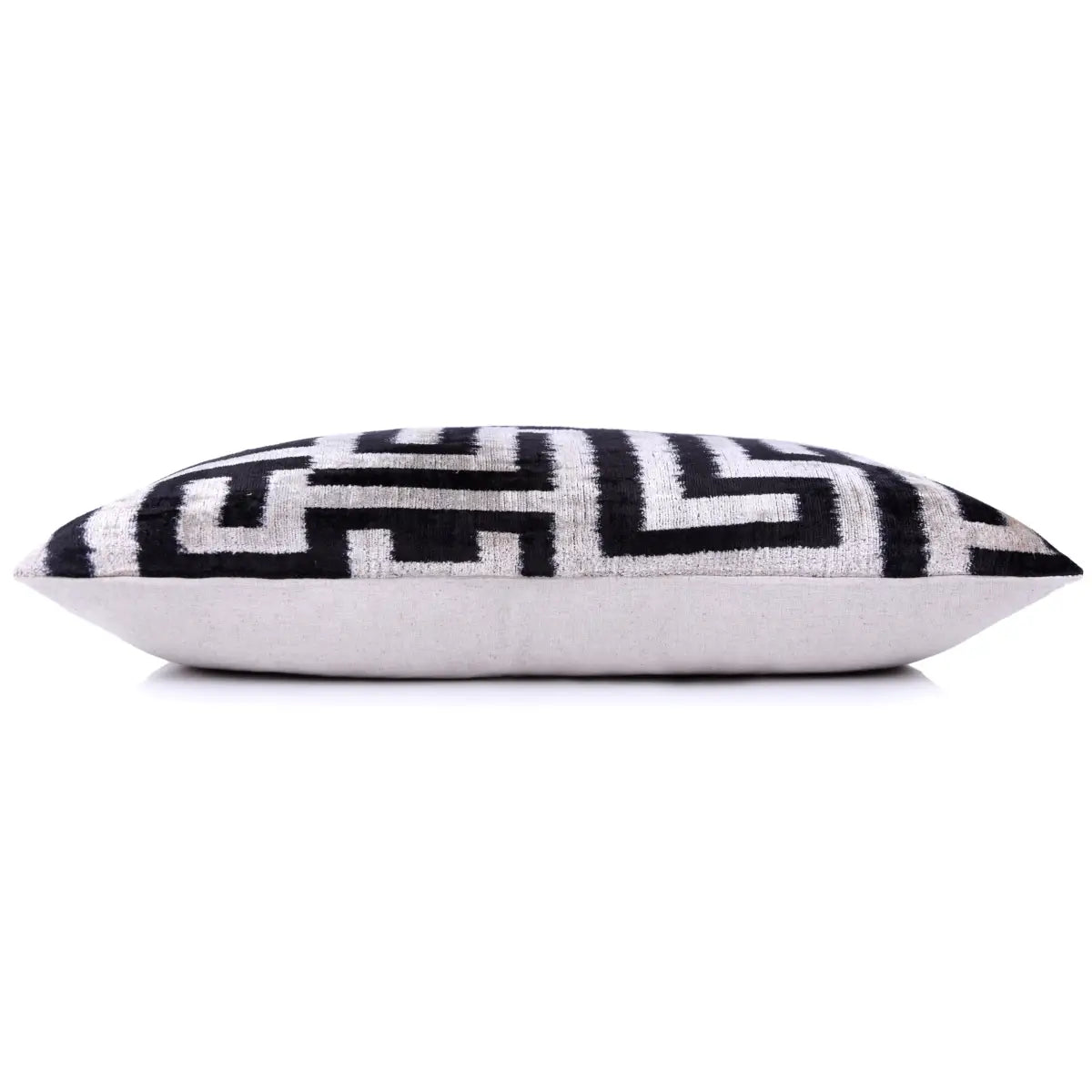Luxury Silk Velvet Throw Pillow - Black & White Geometric Lumbar 16x24 - Canvello