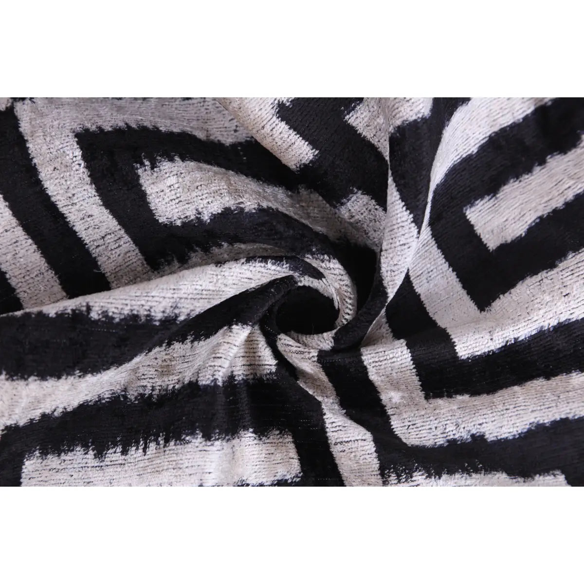 Luxury Silk Velvet Throw Pillow - Black & White Geometric Lumbar 16x24 - Canvello