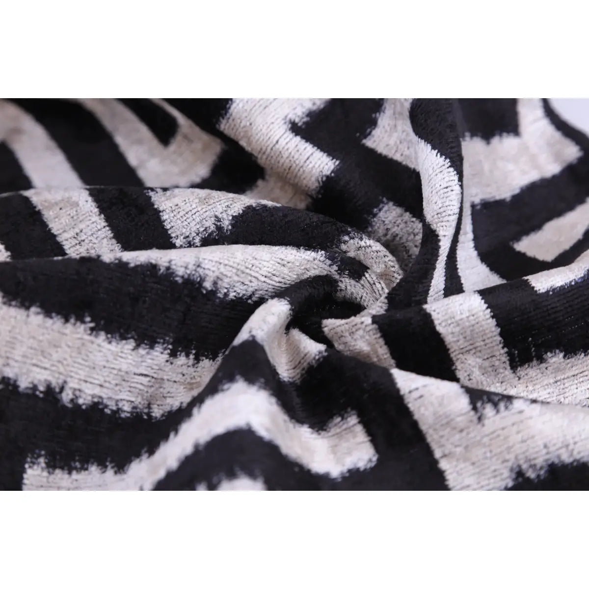 Luxury Silk Velvet Throw Pillow - Black & White Geometric Lumbar 16x24 - Canvello