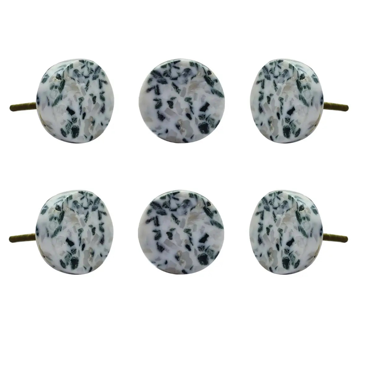 Black and White Round Marble Knob (each) - Perilla Home