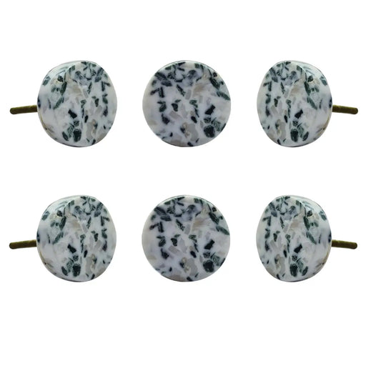 Black and White Round Marble Knob (each) - Perilla Home