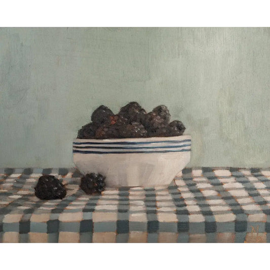 Art Print - Blackberries on Checked Cloth Painting - 5x7 - Miss Mustard Seed