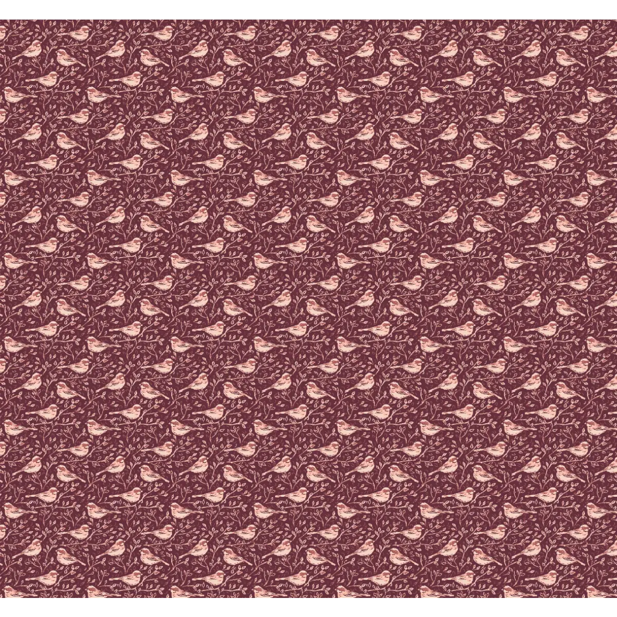 Blair Wallpaper - Petite Birds - by Megan Cabaj - Sample 1 foot by 1 foot / Burgundy - Loomwell Home Goods