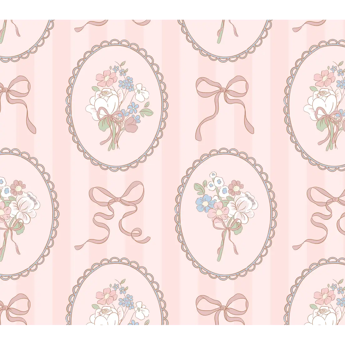 Blaire Wallpaper - Bouquets and Bows in Frames - by In My Jammers - Loomwell Home Goods