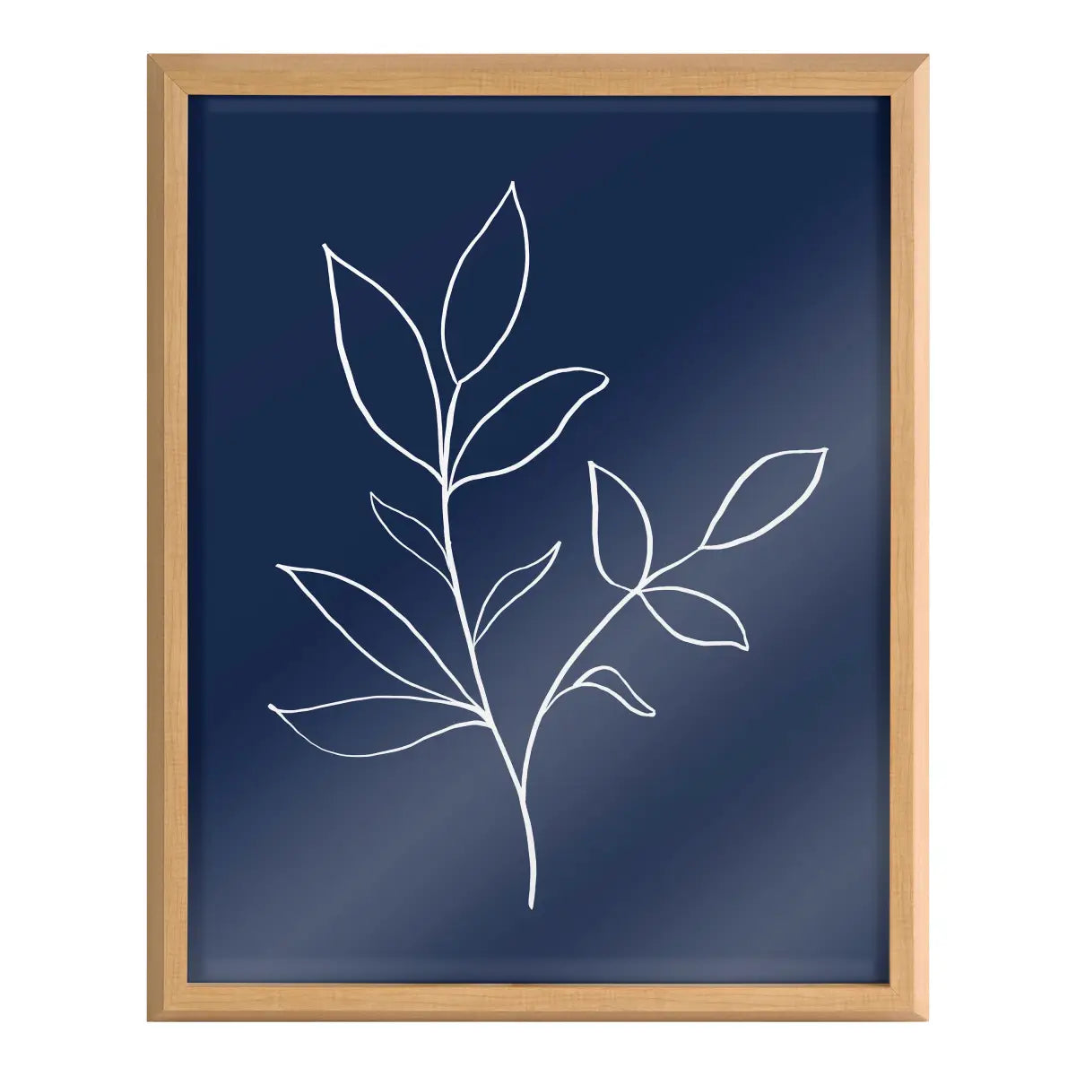 Framed Printed Glass - Modern Blue Botanical Line Sketch Print - kateandlaurel