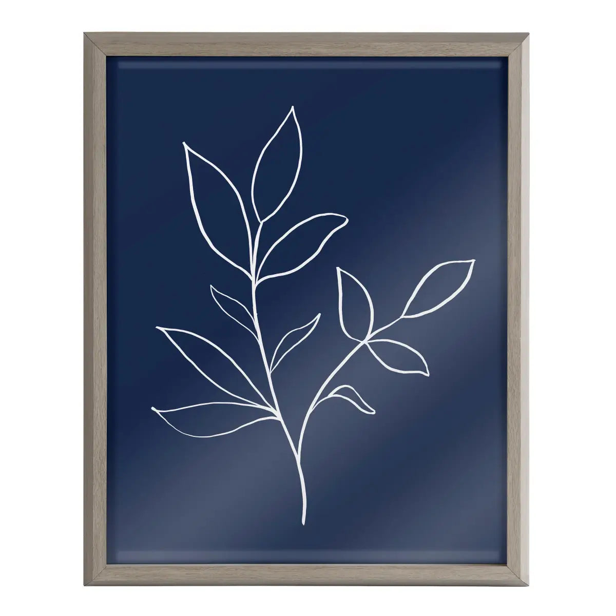 Framed Printed Glass - Modern Blue Botanical Line Sketch Print - kateandlaurel