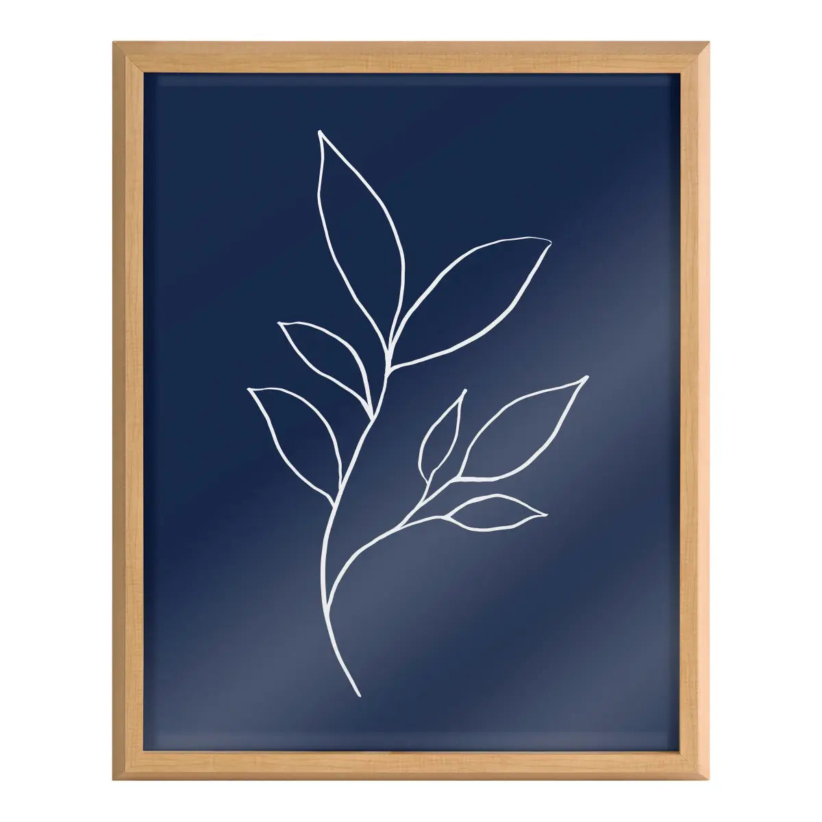 Framed Printed Glass - Modern Blue Botanical Line Sketch Print - kateandlaurel
