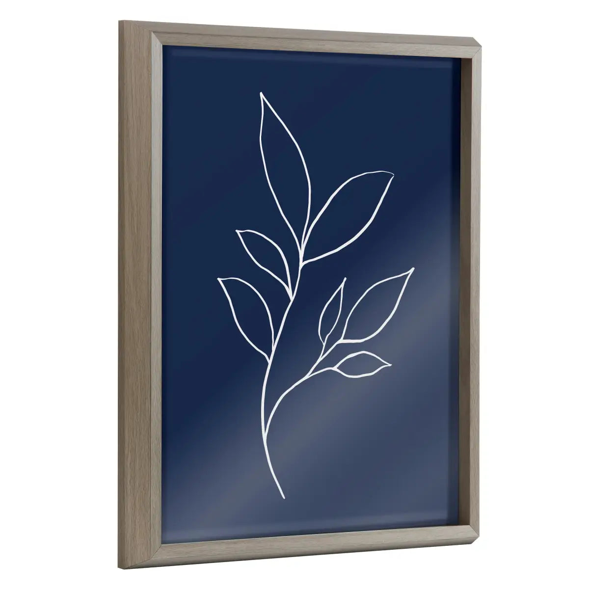 Framed Printed Glass - Modern Blue Botanical Line Sketch Print - kateandlaurel