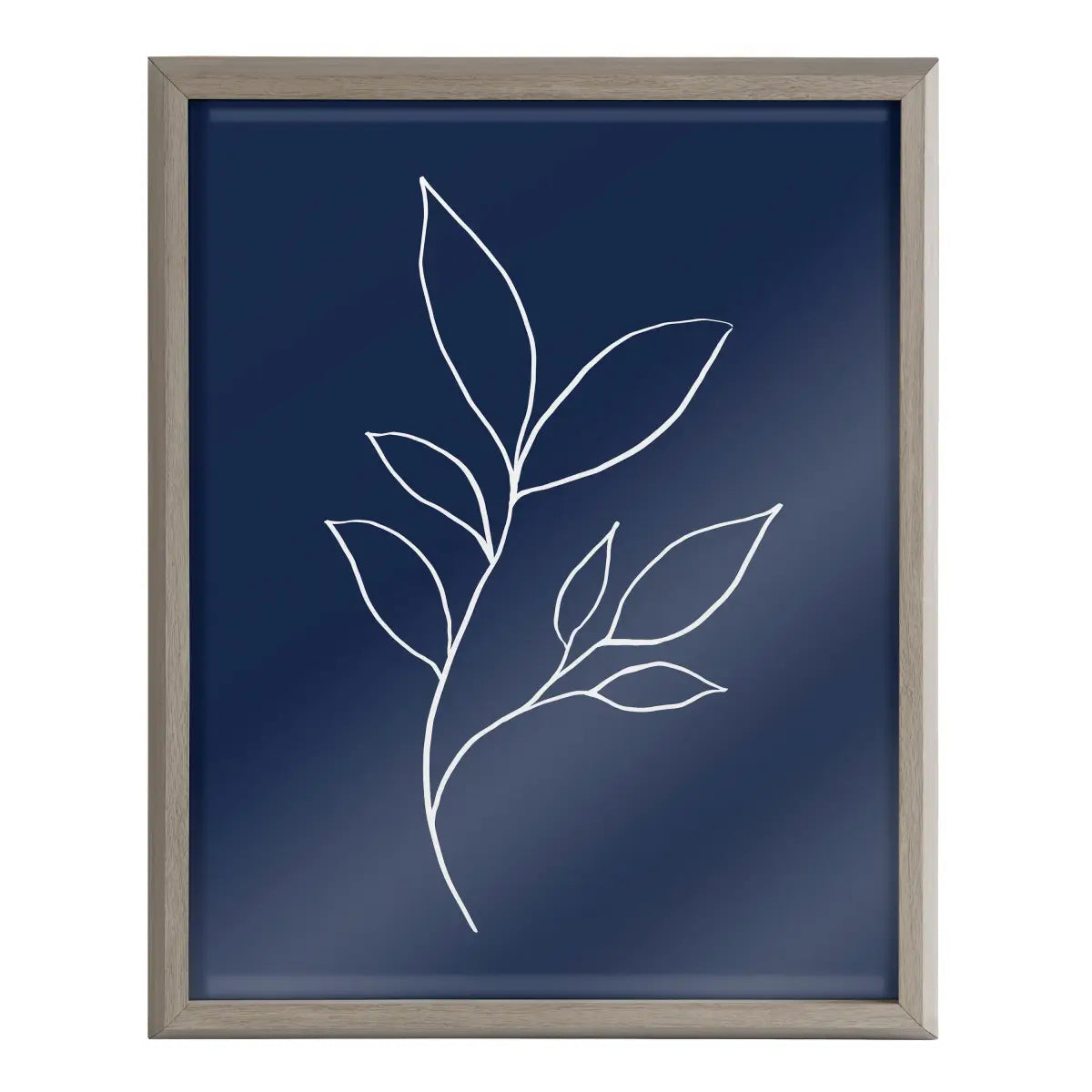 Framed Printed Glass - Modern Blue Botanical Line Sketch Print - kateandlaurel