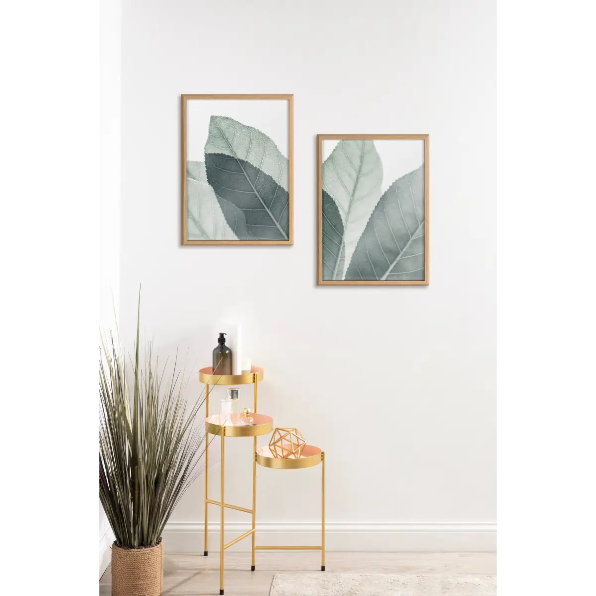 Framed Printed Glass - Modern Green Leaf Botanical - kateandlaurel