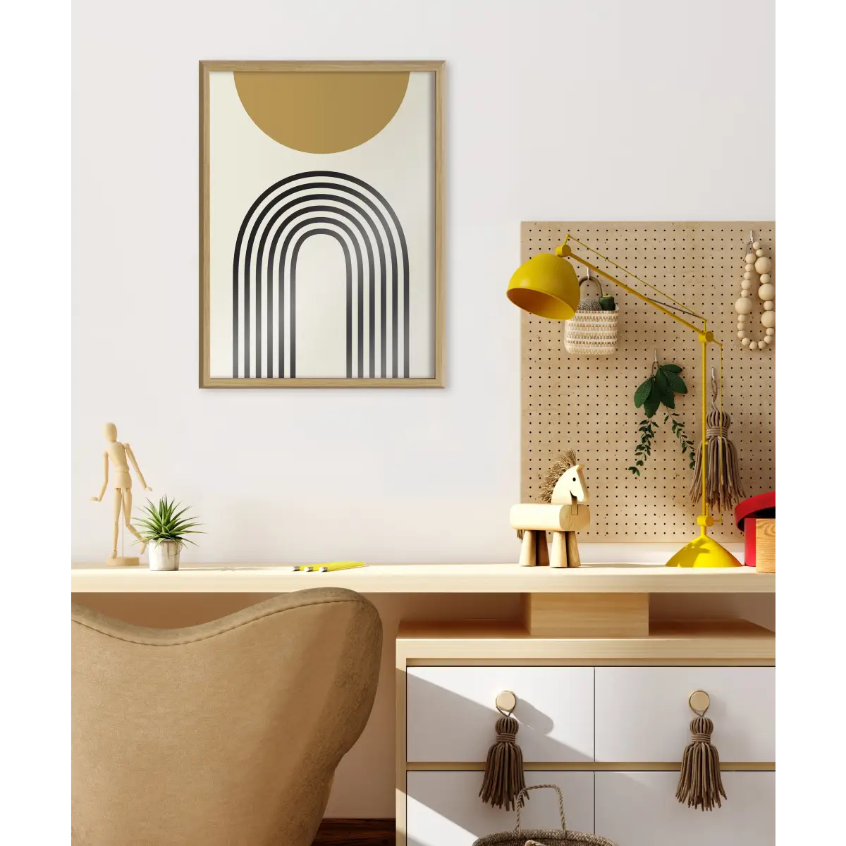 Retro Mountain Sunrise Framed Printed Glass - kateandlaurel