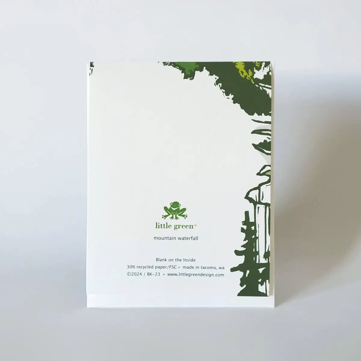 Blank Greeting Card - Mountain Waterfall Landscape - Little Green