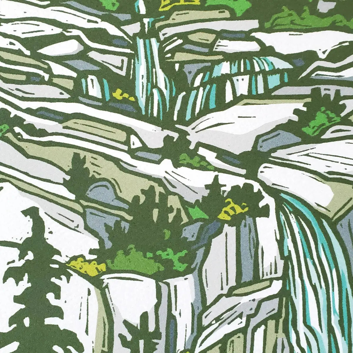 Blank Greeting Card - Mountain Waterfall Landscape - Little Green