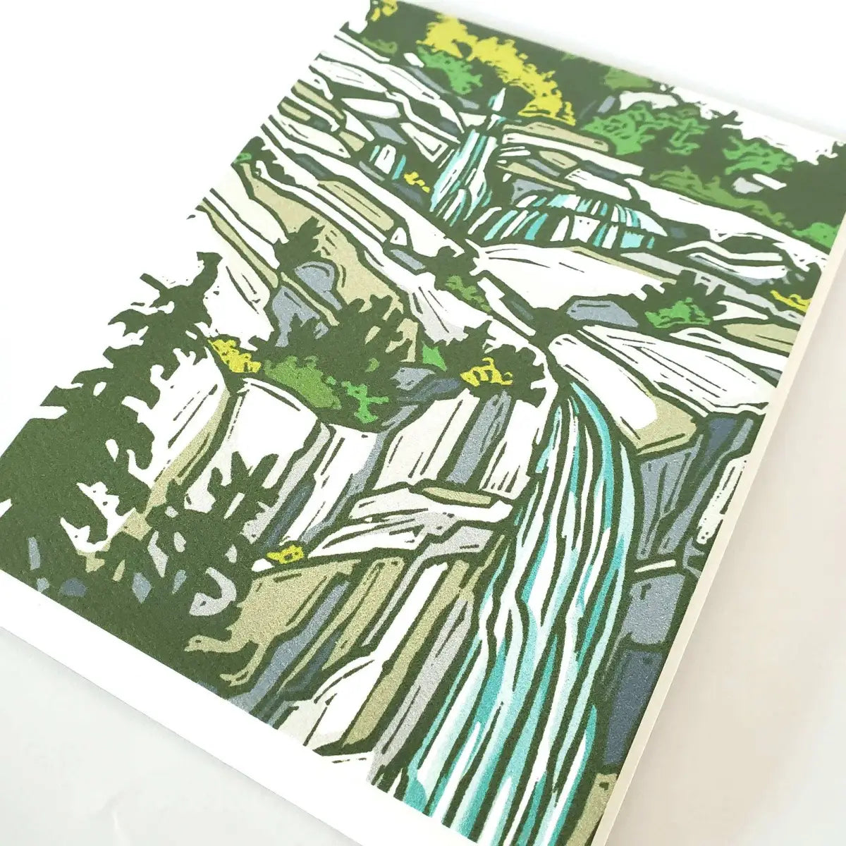 Blank Greeting Card - Mountain Waterfall Landscape - Little Green