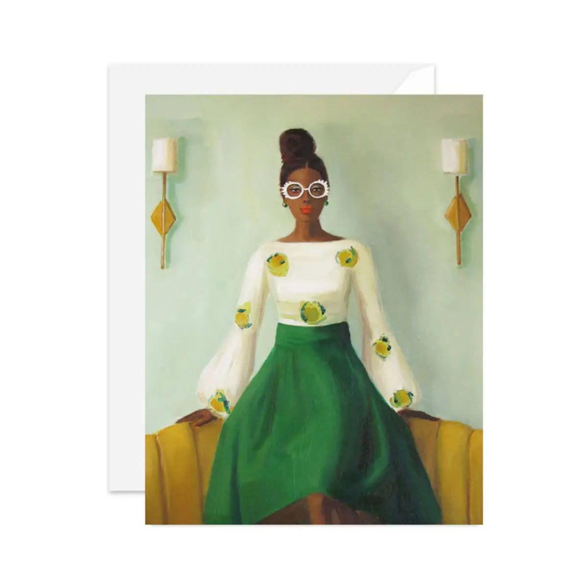 Blank Greeting Card - Woman with Puff Sleeves - Janet Hill - JANET HILL STUDIO