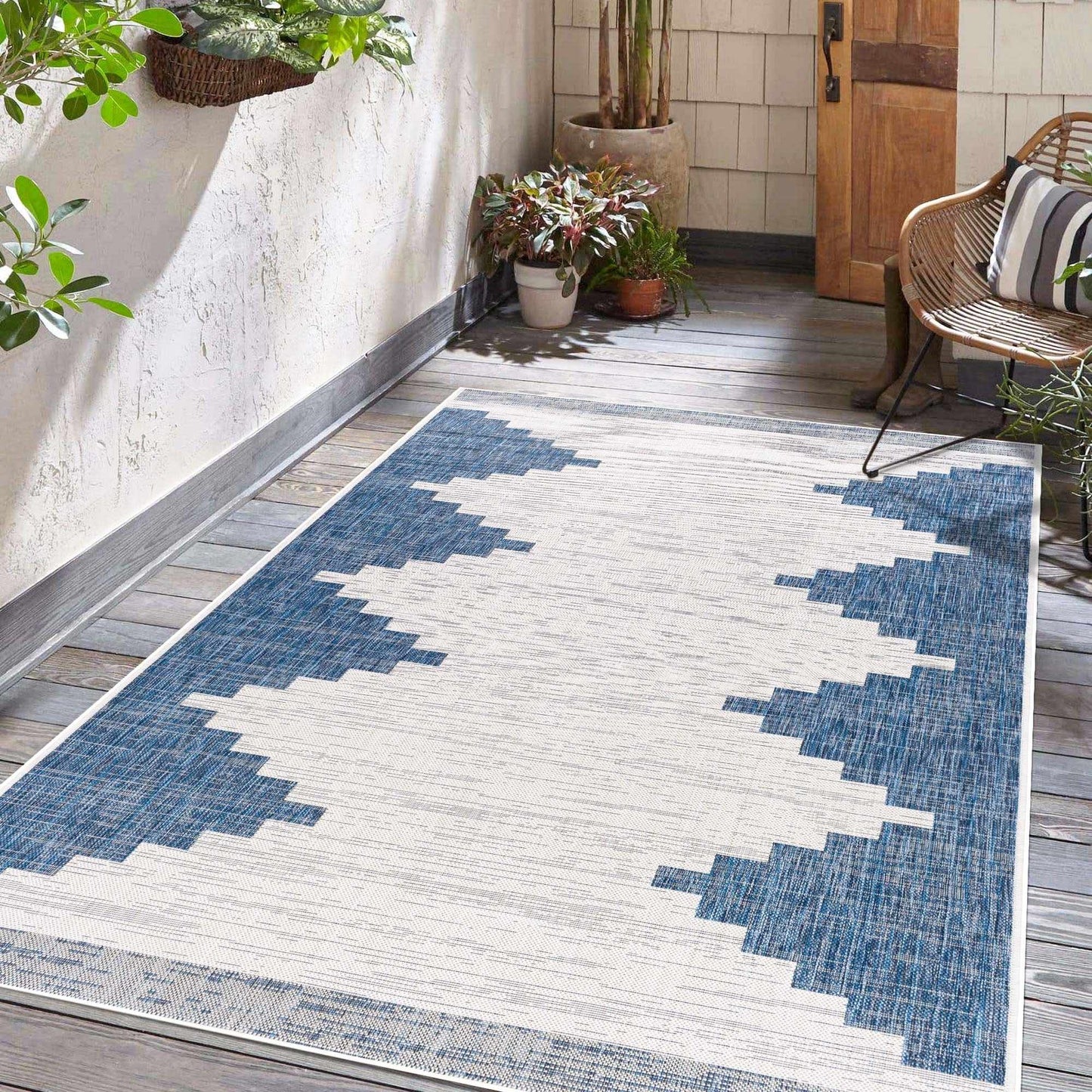 Djugun Navy Indoor & Outdoor Rug - Boutique Rugs