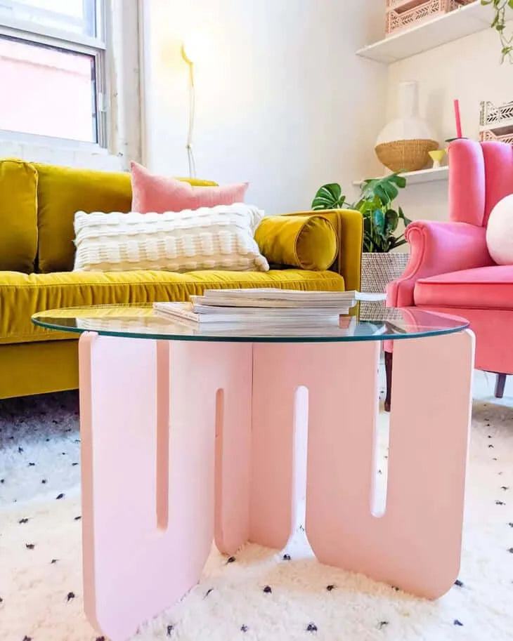Blush paint on table