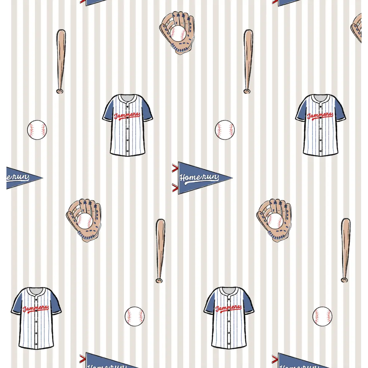 Blue Baseball Wallpaper - Sports for Kids - by In My Jammers - Loomwell Home Goods