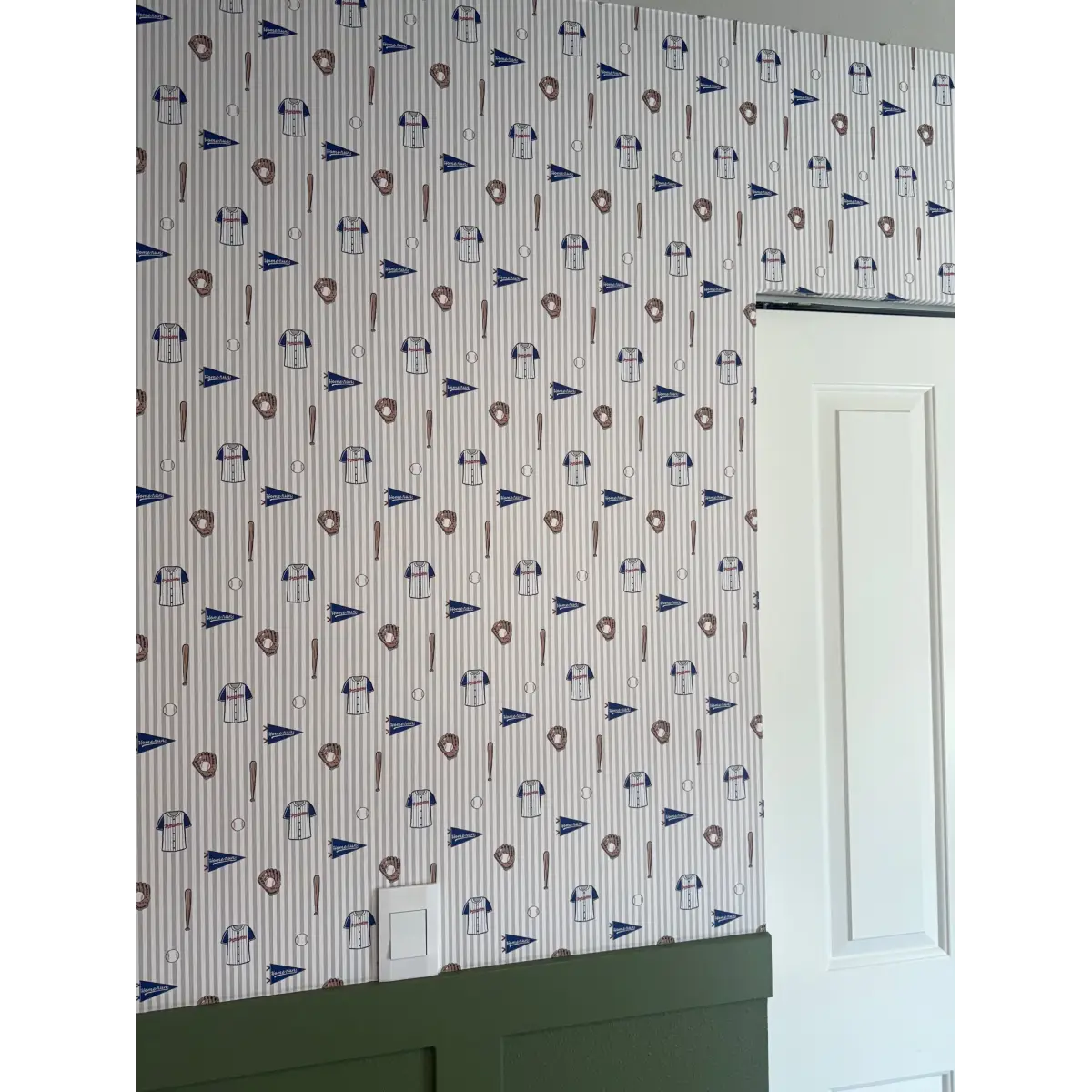 Blue Baseball Wallpaper - Sports for Kids - by In My Jammers - Loomwell Home Goods