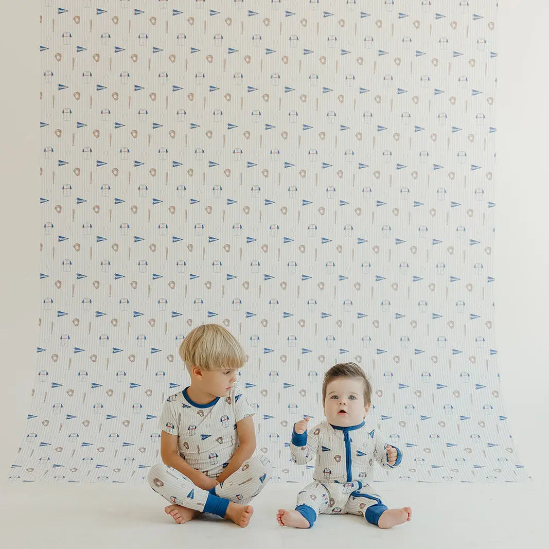 Blue Baseball Wallpaper - Sports for Kids - by In My Jammers - Loomwell Home Goods