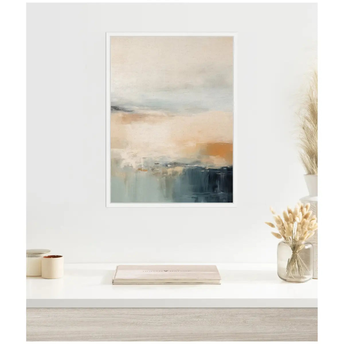 Blue Beach Ocean Coastal Abstract 3 - Framed Canvas Wall Art Print - kateandlaurel