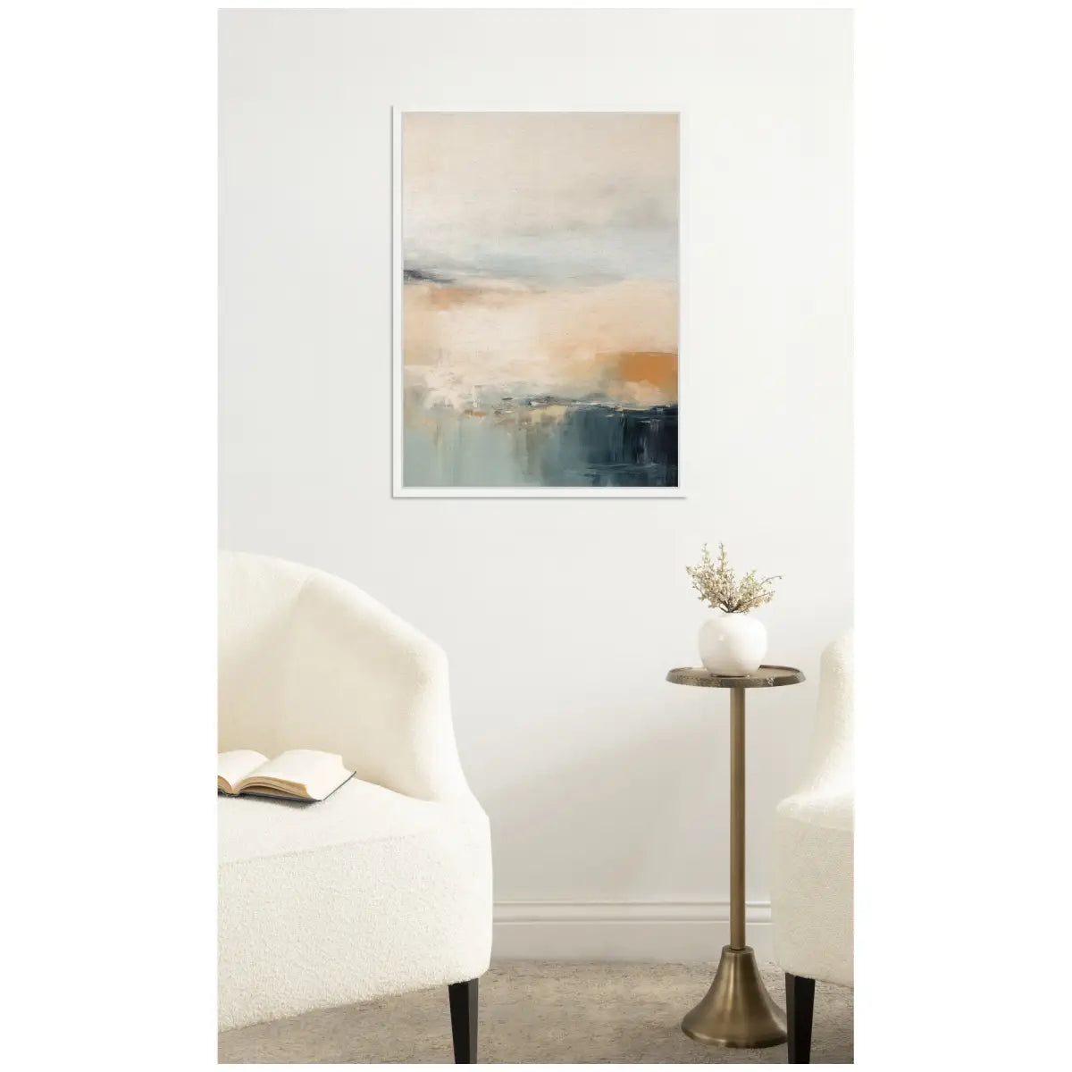 Blue Beach Ocean Coastal Abstract 3 - Framed Canvas Wall Art Print - kateandlaurel
