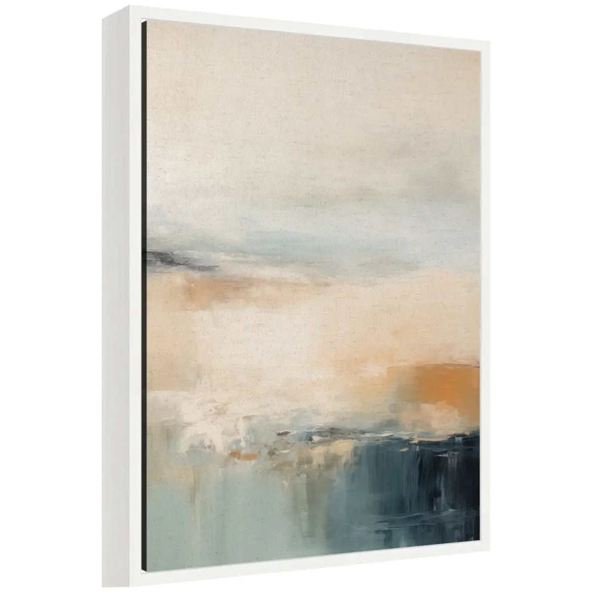 Blue Beach Ocean Coastal Abstract 3 - Framed Canvas Wall Art Print - kateandlaurel