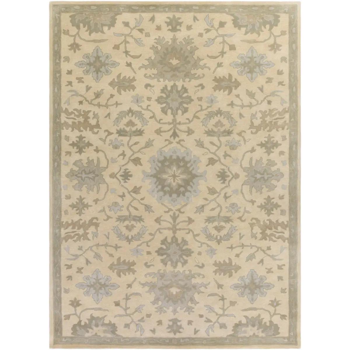 Blue Beige Hand Tufted Wool Rug - 8’ x 11’ Rectangle - Boutique Rugs