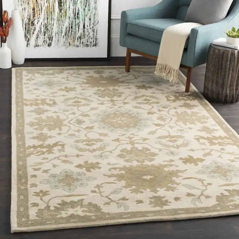Blue Beige Hand Tufted Wool Rug - Boutique Rugs