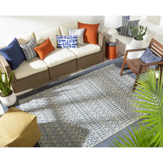 Blue and Beige Outdoor Rug - Boutique Rugs