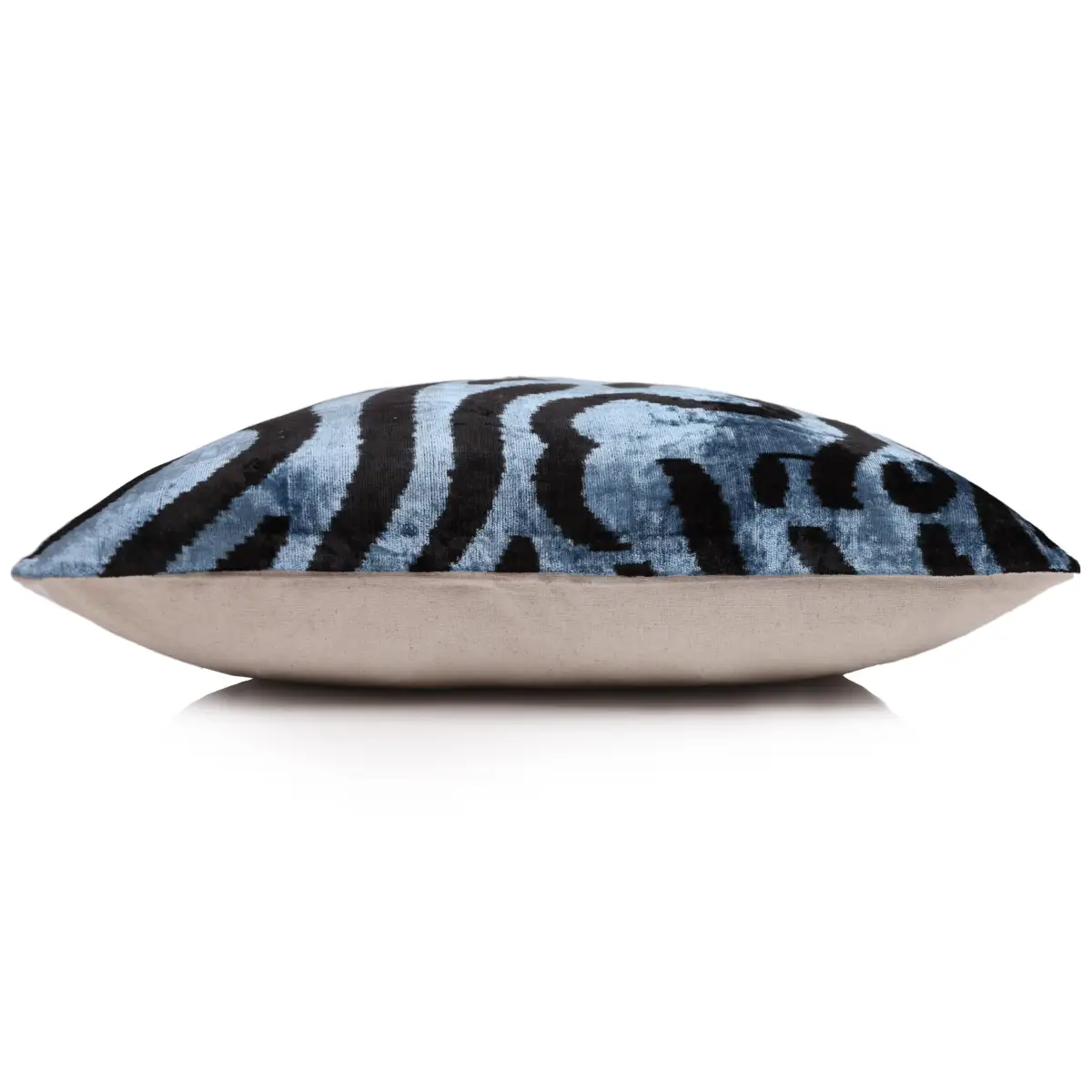 Blue Black Abstract Silk Velvet Lumbar Pillow – 16x24 Handmade Modern Cushion - Canvello
