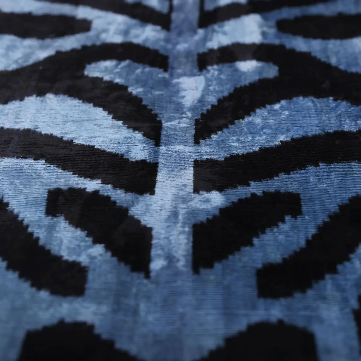 Blue Black Abstract Silk Velvet Lumbar Pillow – 16x24 Handmade Modern Cushion - Canvello