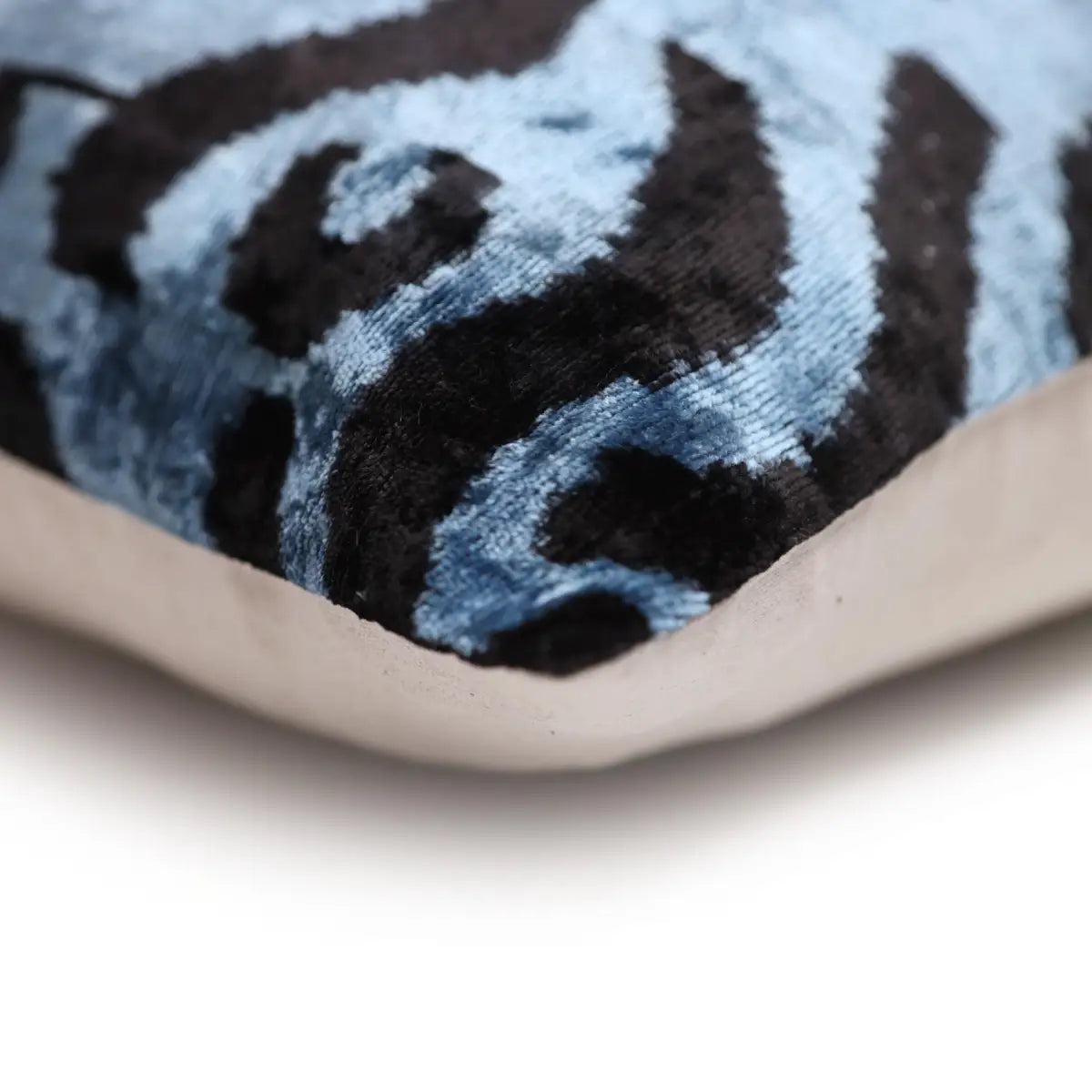 Blue Black Abstract Silk Velvet Lumbar Pillow – 16x24 Handmade Modern Cushion - Canvello