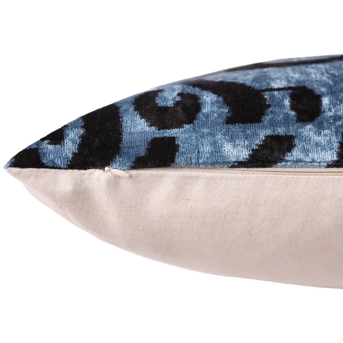 Blue Black Abstract Silk Velvet Lumbar Pillow – 16x24 Handmade Modern Cushion - Canvello